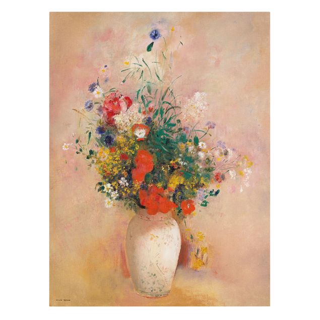 Billeder blomster Odilon Redon - Vase With Flowers (Rose-Colored Background)