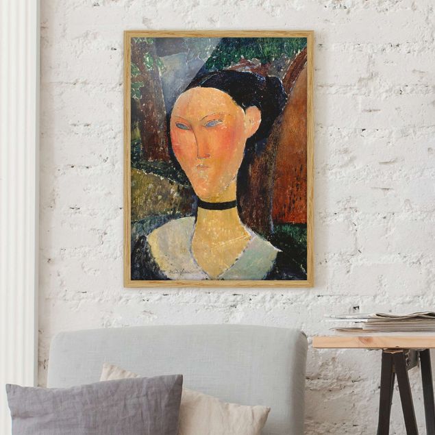 køkken dekorationer Amedeo Modigliani - Woman with a velvet Neckband