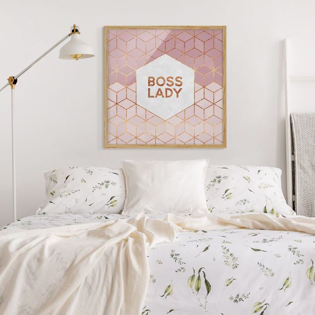 Indrammede plakater abstrakt Boss Lady Hexagons Pink