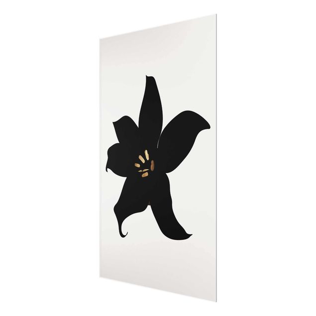Glasbilleder sort og hvid Graphical Plant World - Orchid Black And Gold