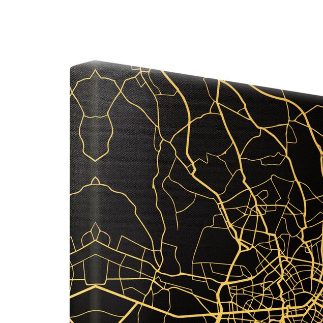 Billeder på lærred guld Berlin City Map - Classic Black