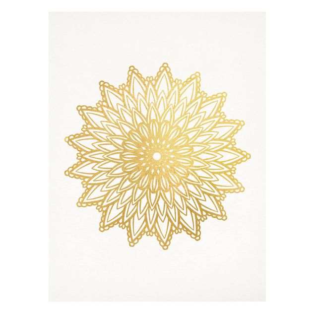 Billeder Mandala Sun Illustration White Gold