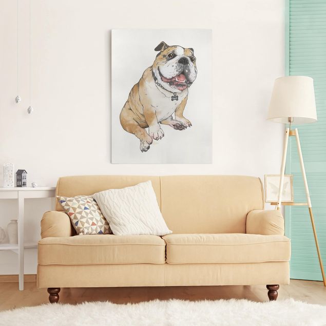 Billeder på lærred hunde Illustration Dog Bulldog Painting