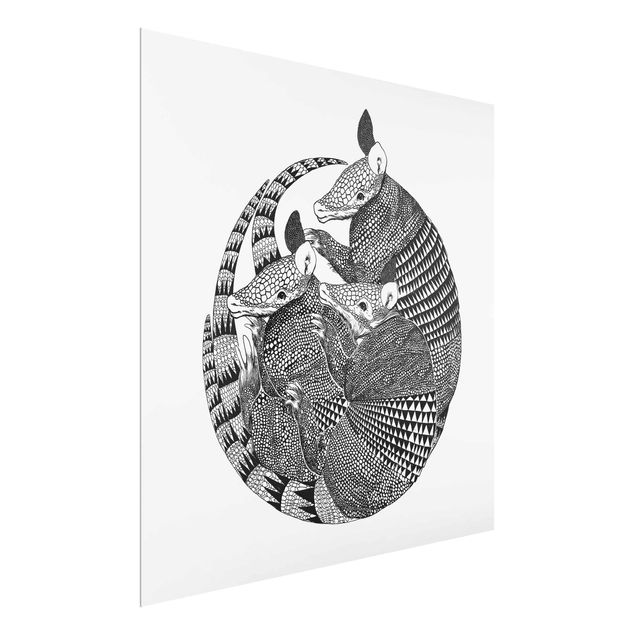 Glasbilleder dyr Illustration Armadillos Black And White Pattern