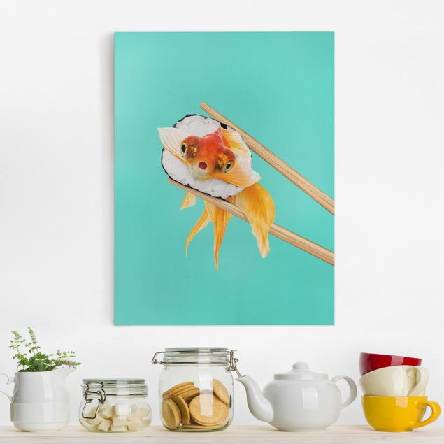 Billeder på lærred fisk Sushi With Goldfish