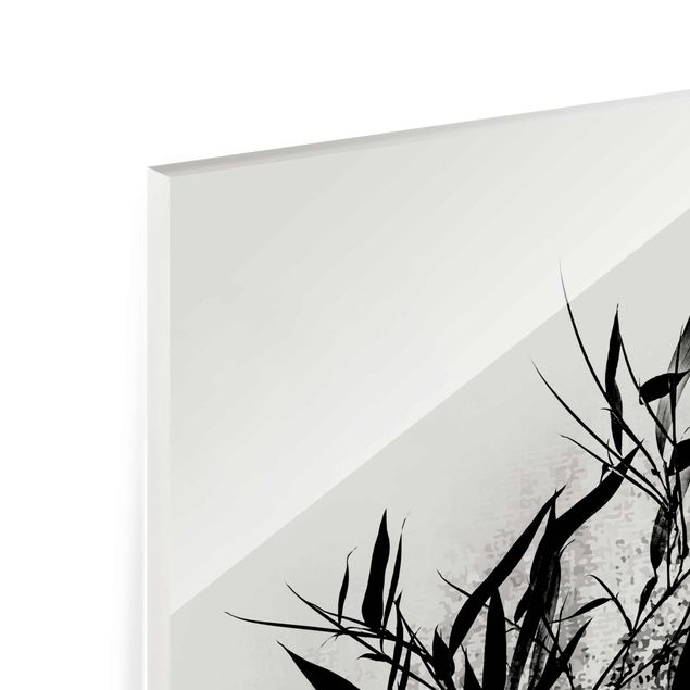 Glasbilleder sort og hvid Graphical Plant World - Black Bamboo