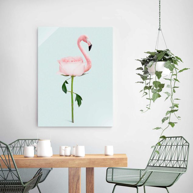 køkken dekorationer Flamingo With Rose