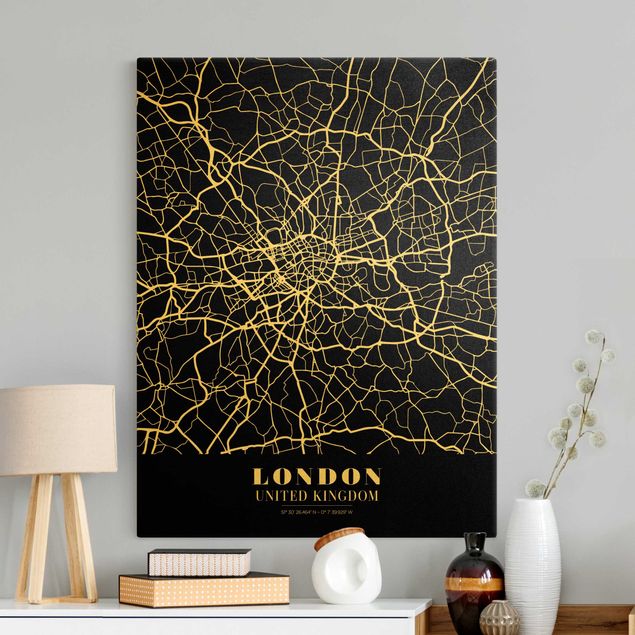 Billeder på lærred arkitektur og skyline London City Map - Classic Black