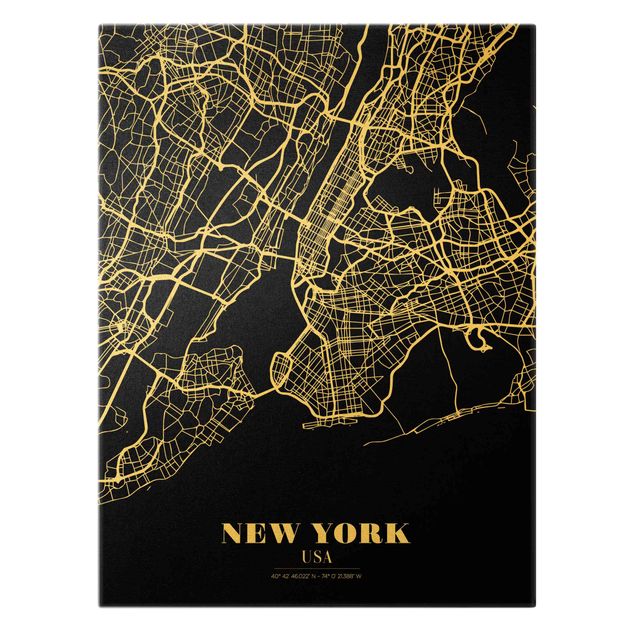 Billeder sort New York City Map - Classic Black