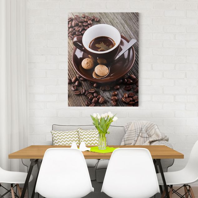 Billeder på lærred kunsttryk Coffee Mugs With Coffee Beans