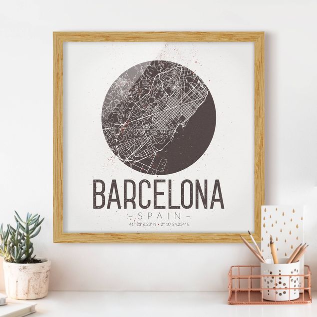 køkken dekorationer Barcelona City Map - Retro