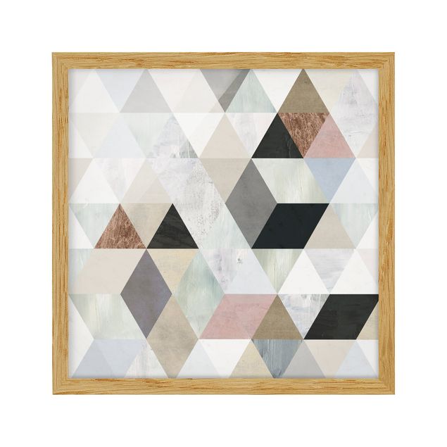 Billeder retro Watercolour Mosaic With Triangles I