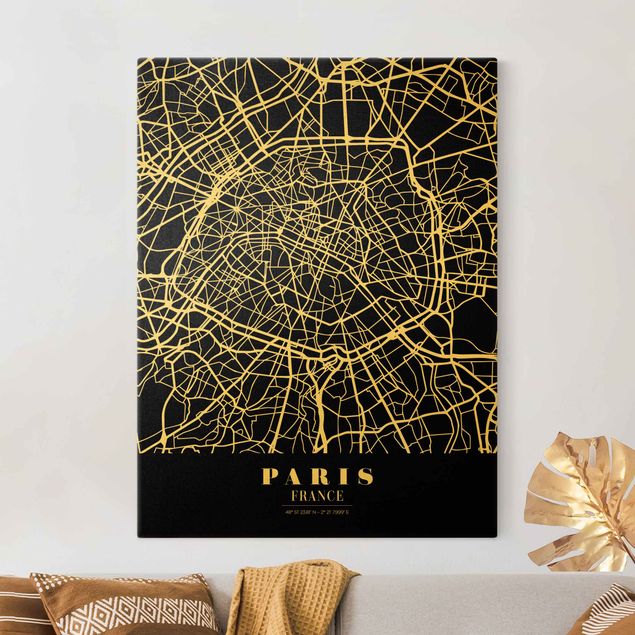 køkken dekorationer Paris City Map - Classic Black