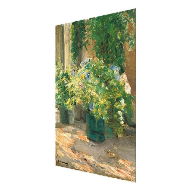 Billeder blomster Max Liebermann - Flower Pots In Front Of The House