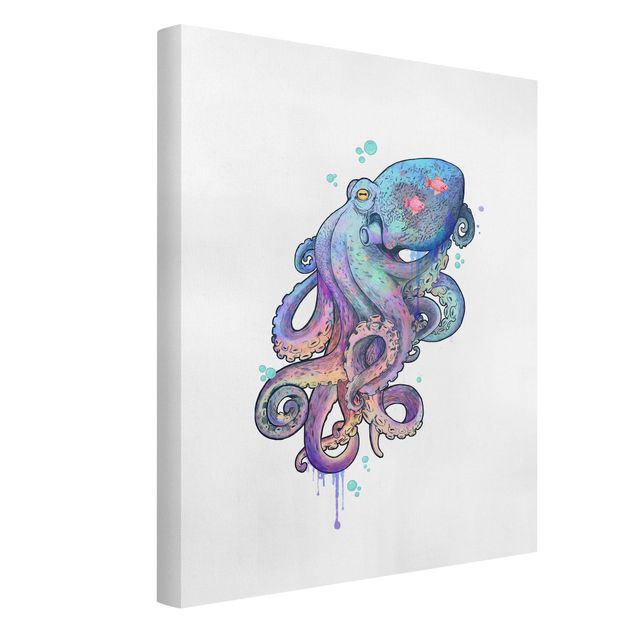 Billeder fisk Illustration Octopus Violet Turquoise Painting
