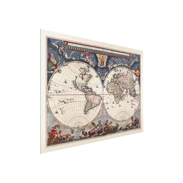 Billeder retro Historic World Map Nova Et Accuratissima Of 1664