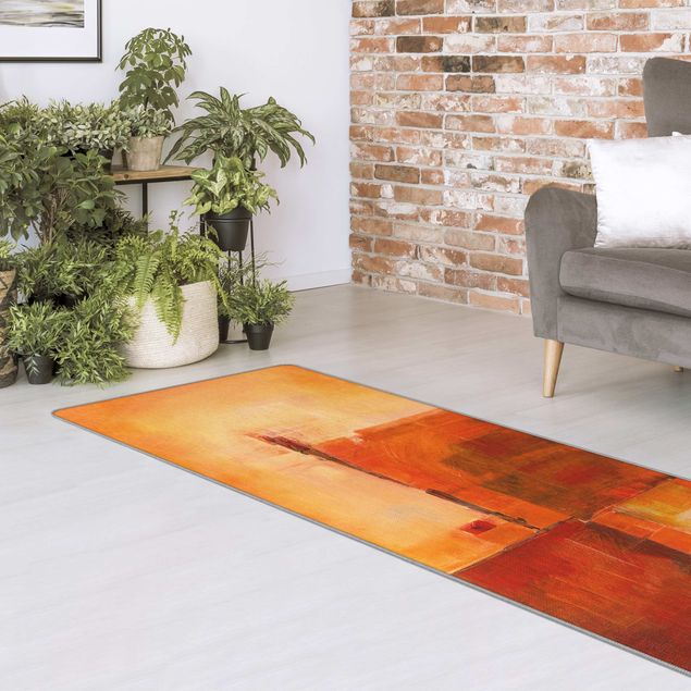 stort tæppe Abstract Orange Brown