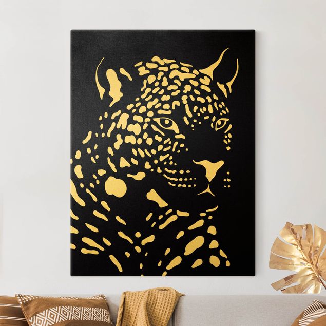 køkken dekorationer Safari Animals - Portrait Leopard Black