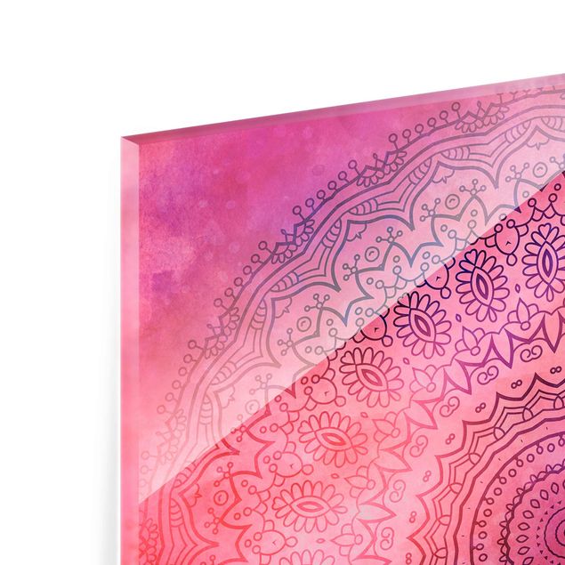 Glas magnettavla Watercolour Mandala Light Pink Violet