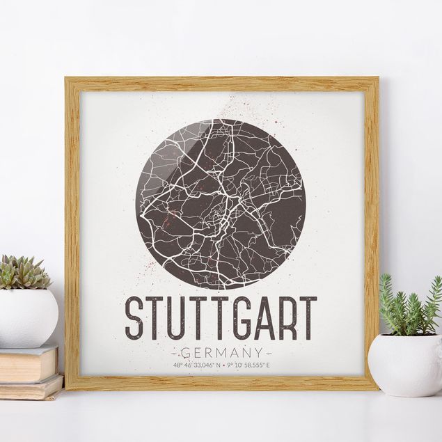 køkken dekorationer Stuttgart City Map - Retro