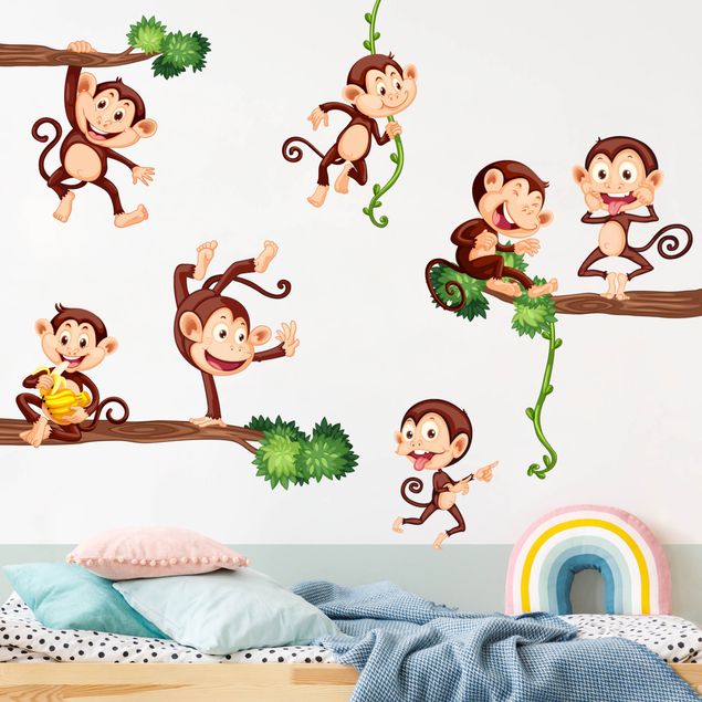 Wallstickers jungle Monkey family