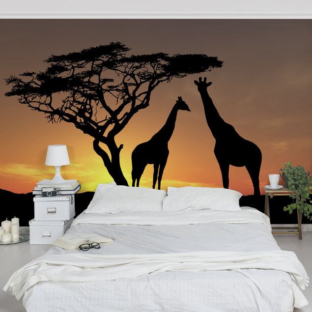 Fototapet giraffer African Sunset