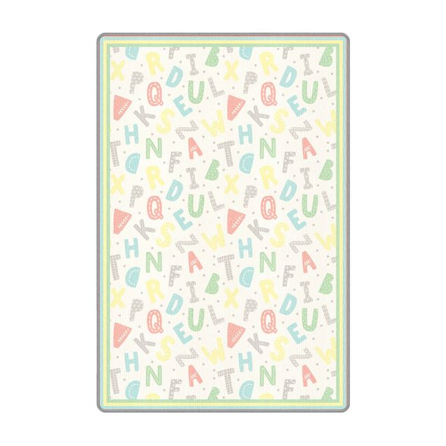 vaskbart gulvtæppe Alphabet In Pastel Colours With Frame