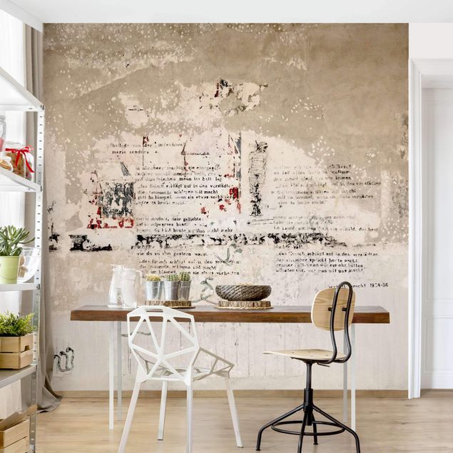 køkken dekorationer Old Concrete Wall With Bertolt Brecht Verses