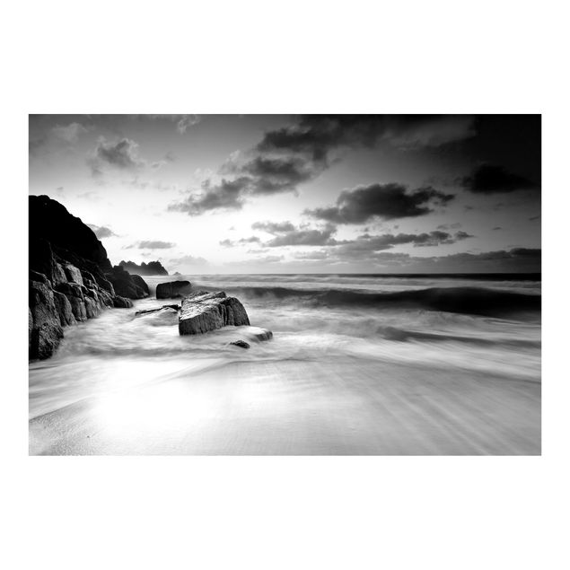 Fototapet landskaber At The Ocean In Cornwall Black And White