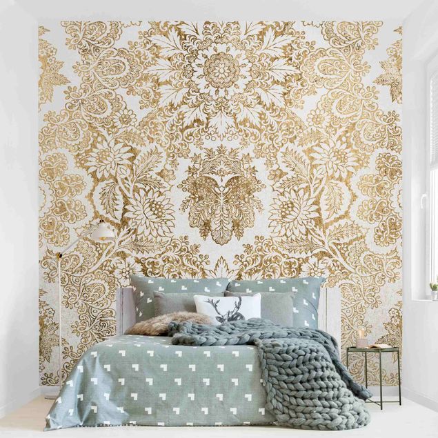 Tapet mønster Antique Baroque Wallpaper In Gold