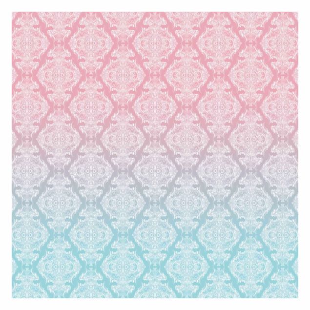 Tapet Watercolour Baroque Pattern With Blue Pink Gradient