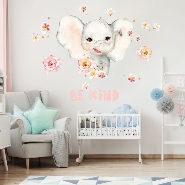 Wallstickers dyr Watercolor Elephant - Be child
