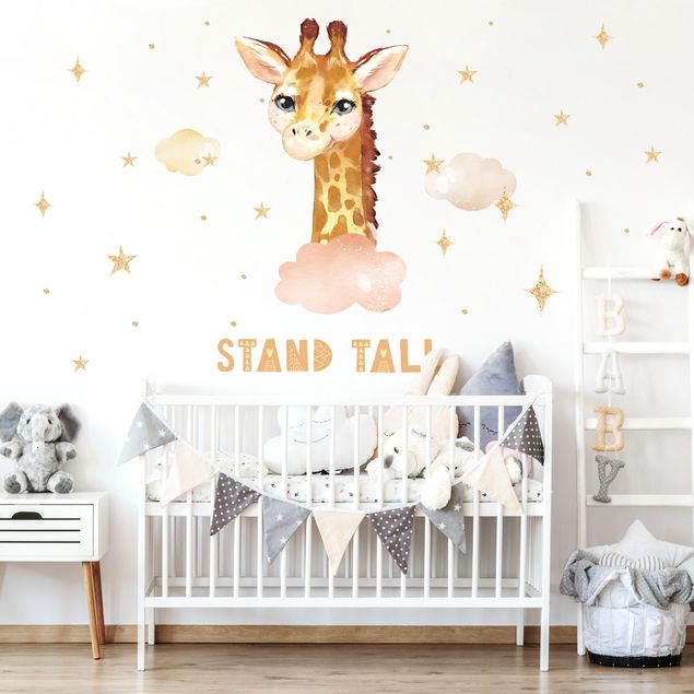 Wallstickers dyr Watercolor Giraffe - Stand Tall