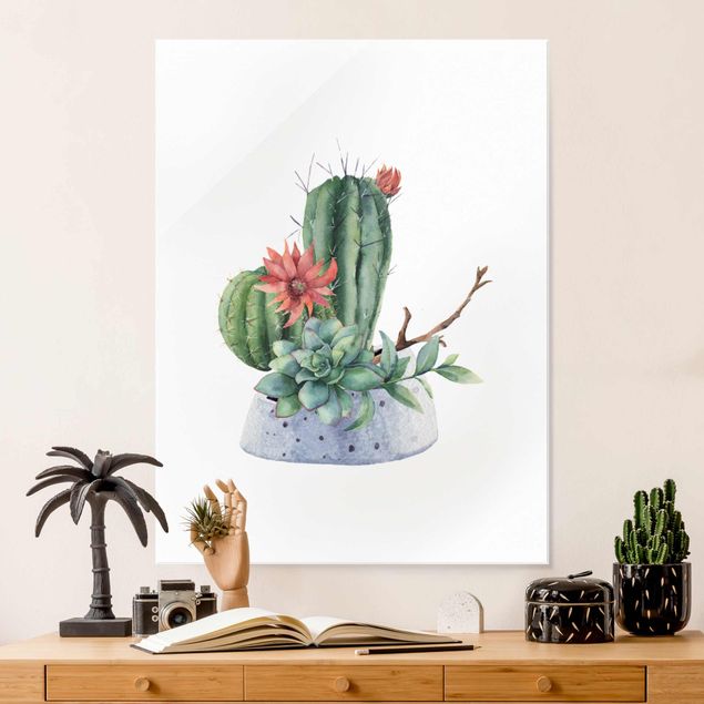 køkken dekorationer Watercolour Cacti Illustration