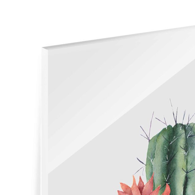 Glas magnettavla Watercolour Cacti Illustration