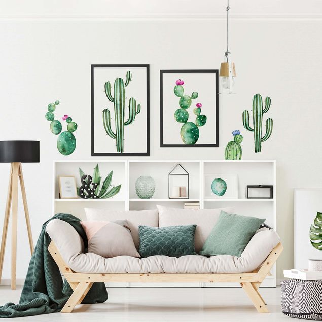 Wallstickers Watercolor cactus set