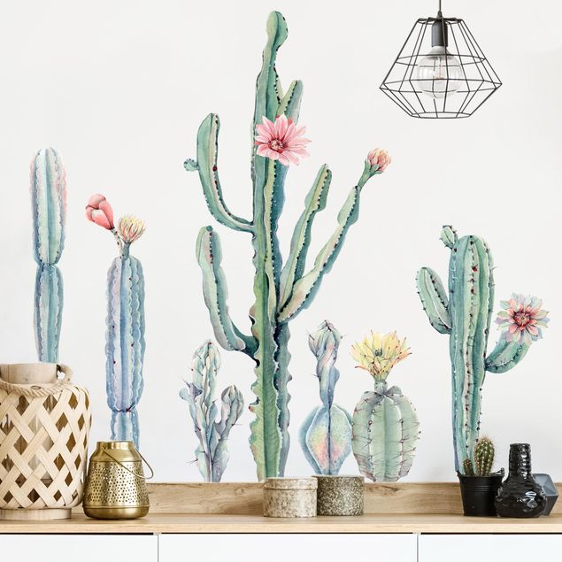 køkken dekorationer Watercolor Cactus Blossom Set XXL