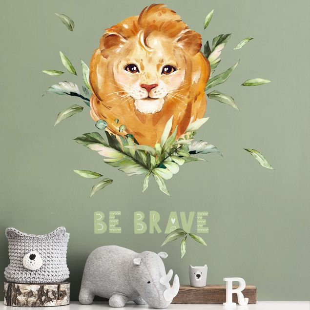 Børneværelse deco Watercolor Lion - Be Brave