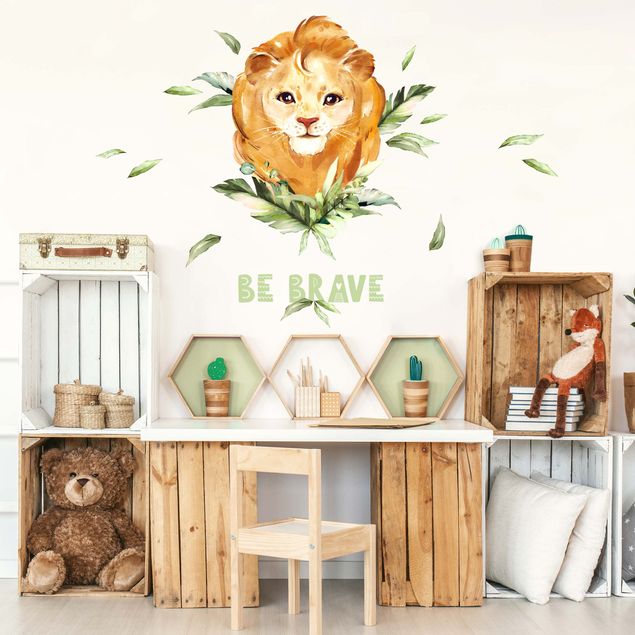 Wallstickers dyr Watercolor Lion - Be Brave