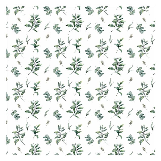 Tapet Watercolor Pattern Branches And Leaves