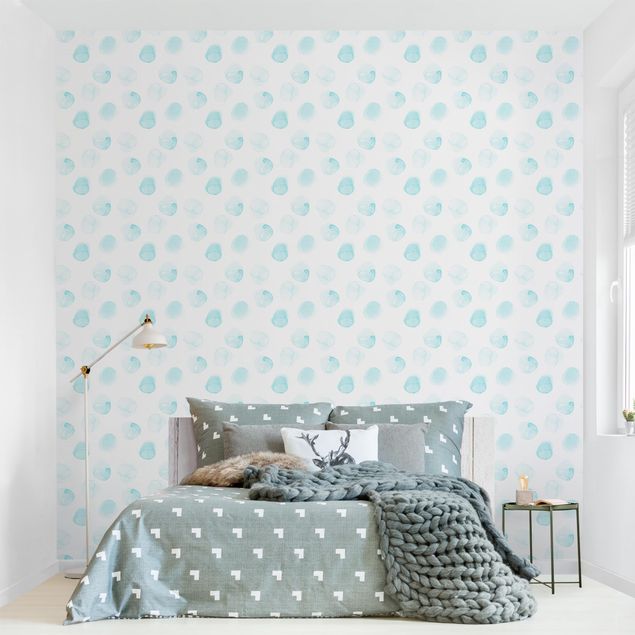 Moderne tapet Watercolour Dots Turquoise