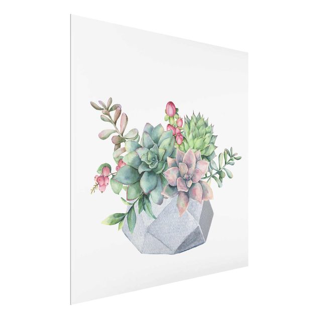 Billeder blomster Watercolour Succulents Illustration