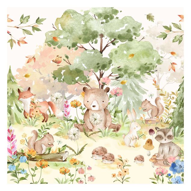 Tapet Watercolour Forest Animals