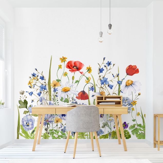 køkken dekorationer Watercolour Flower Meadow With Poppies