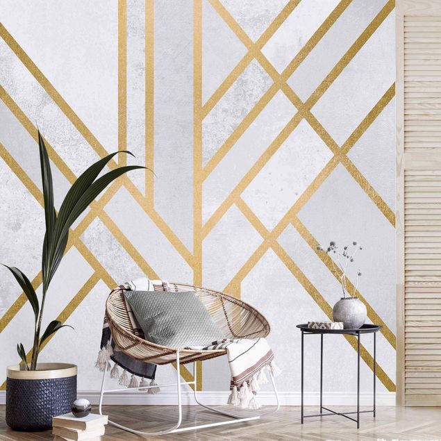 Tapet geometrisk Art Deco Geometry White Gold