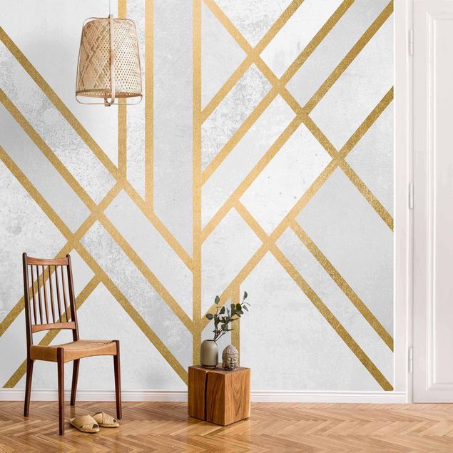 køkken dekorationer Art Deco Geometry White Gold
