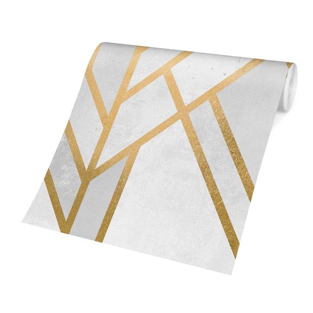 Tapet moderne Art Deco Geometry White Gold