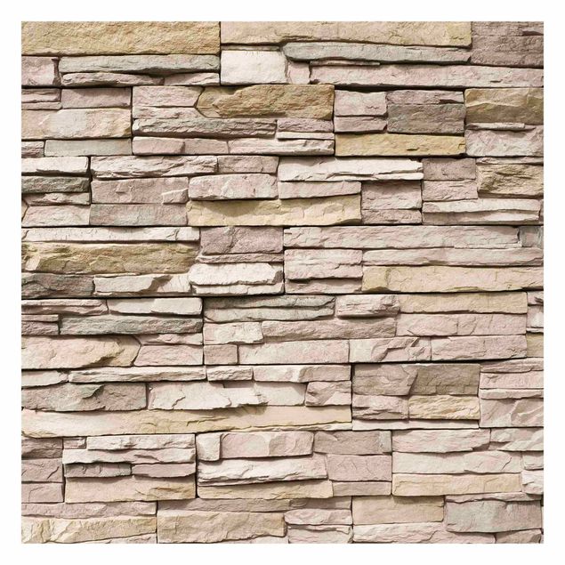 Tapet industriel Asian Stonewall - Stone Wall From Large Light Coloured Stones