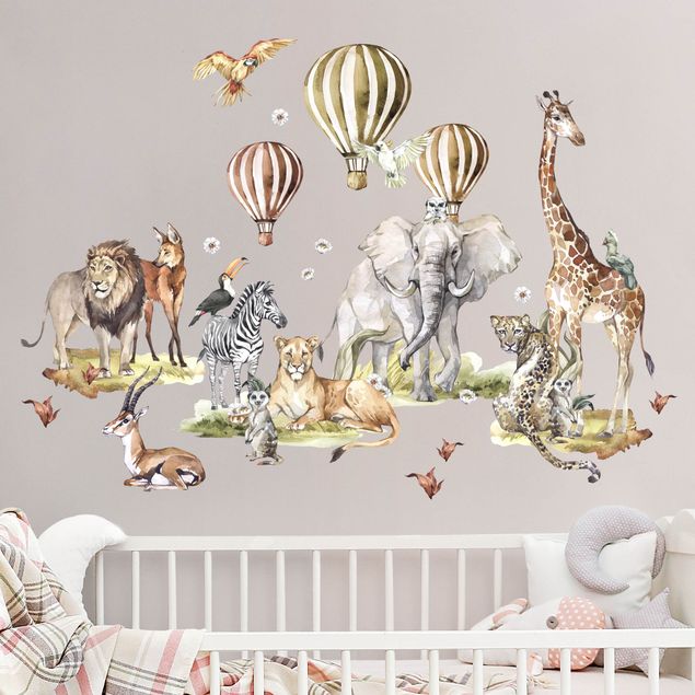 Wallstickers lions Watercolour Animals Of The Savannah