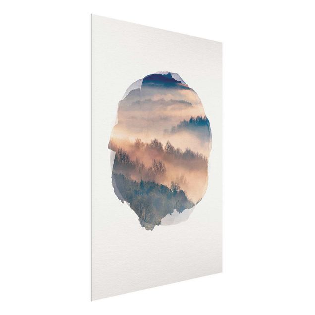 Billeder træer WaterColours - Mist At Sunset
